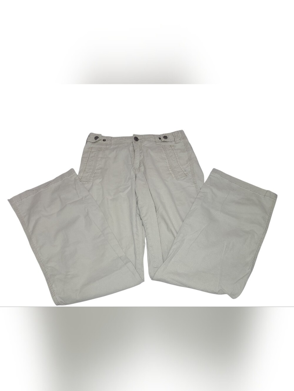 ⭐️ Point Zero Casual Light Beige Wide Leg Utility Cargo Linen/Cotton Pants Sz 30 - Picture 2 of 11